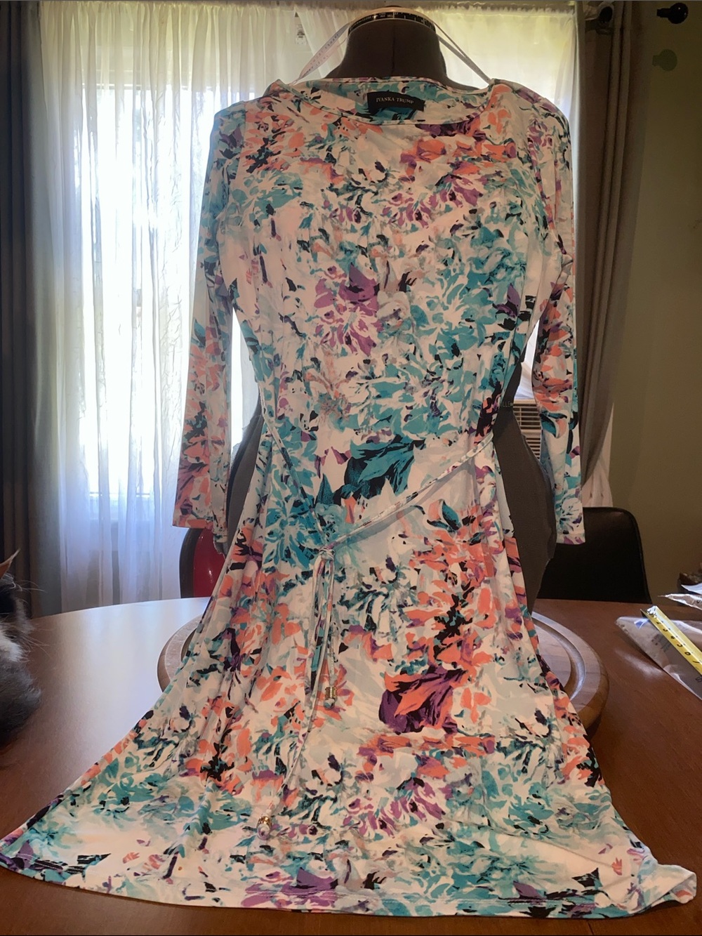 Ivanka Trump watercolor floral print belted dress - Size 4/extra small